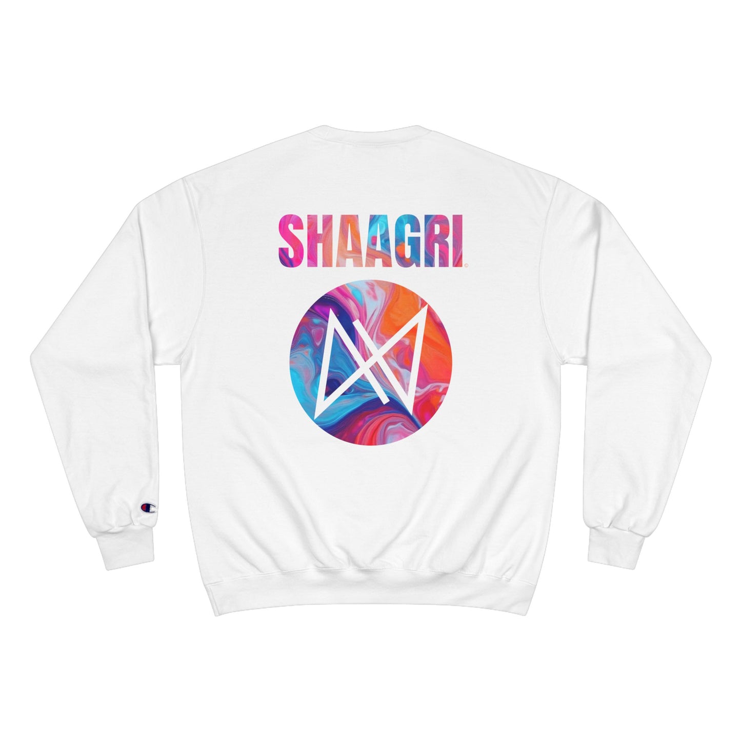 Shaagri Logo Sweatshirt - Colorful Tie-Dye Back Print Champion Crewneck
