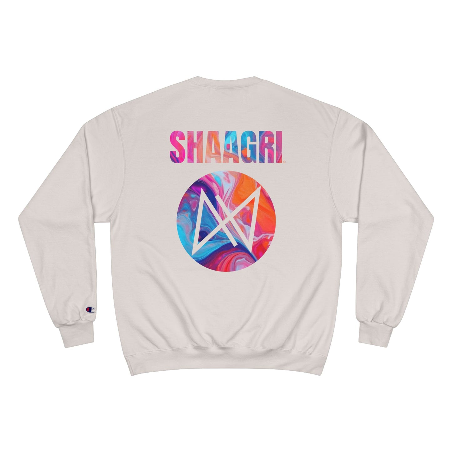 Shaagri Logo Sweatshirt - Colorful Tie-Dye Back Print Champion Crewneck
