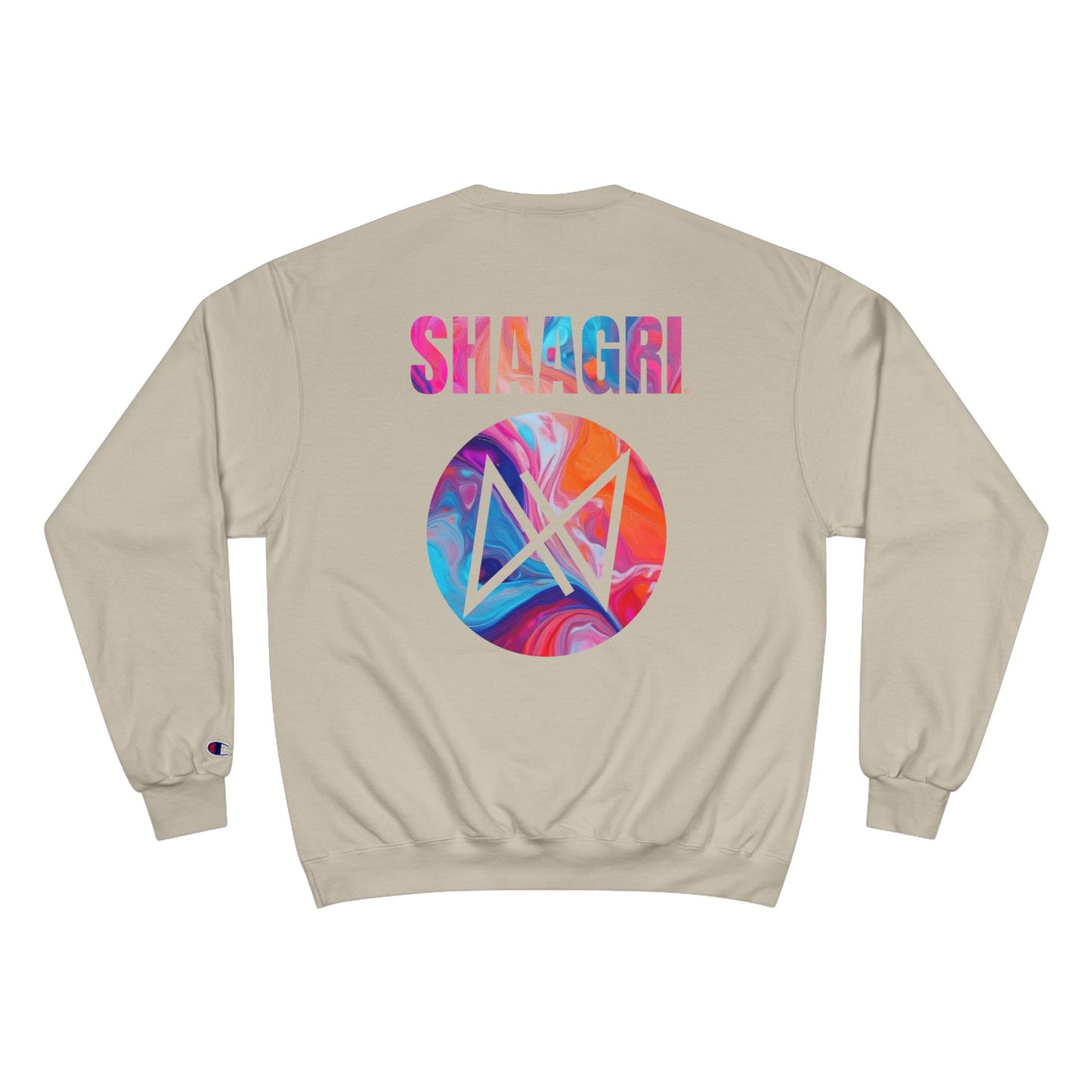 Shaagri Logo Sweatshirt - Colorful Tie-Dye Back Print Champion Crewneck